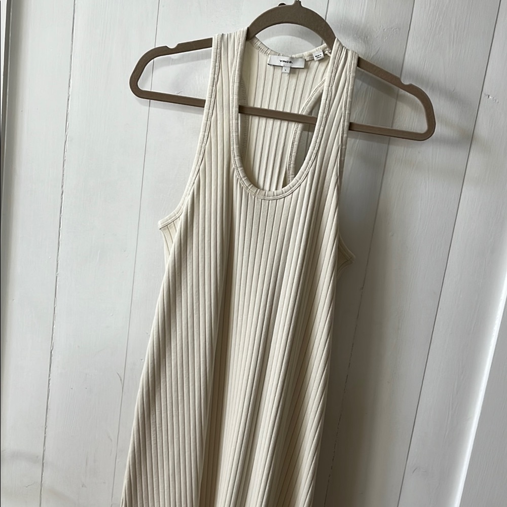 Vince Cream Ribbed Dress